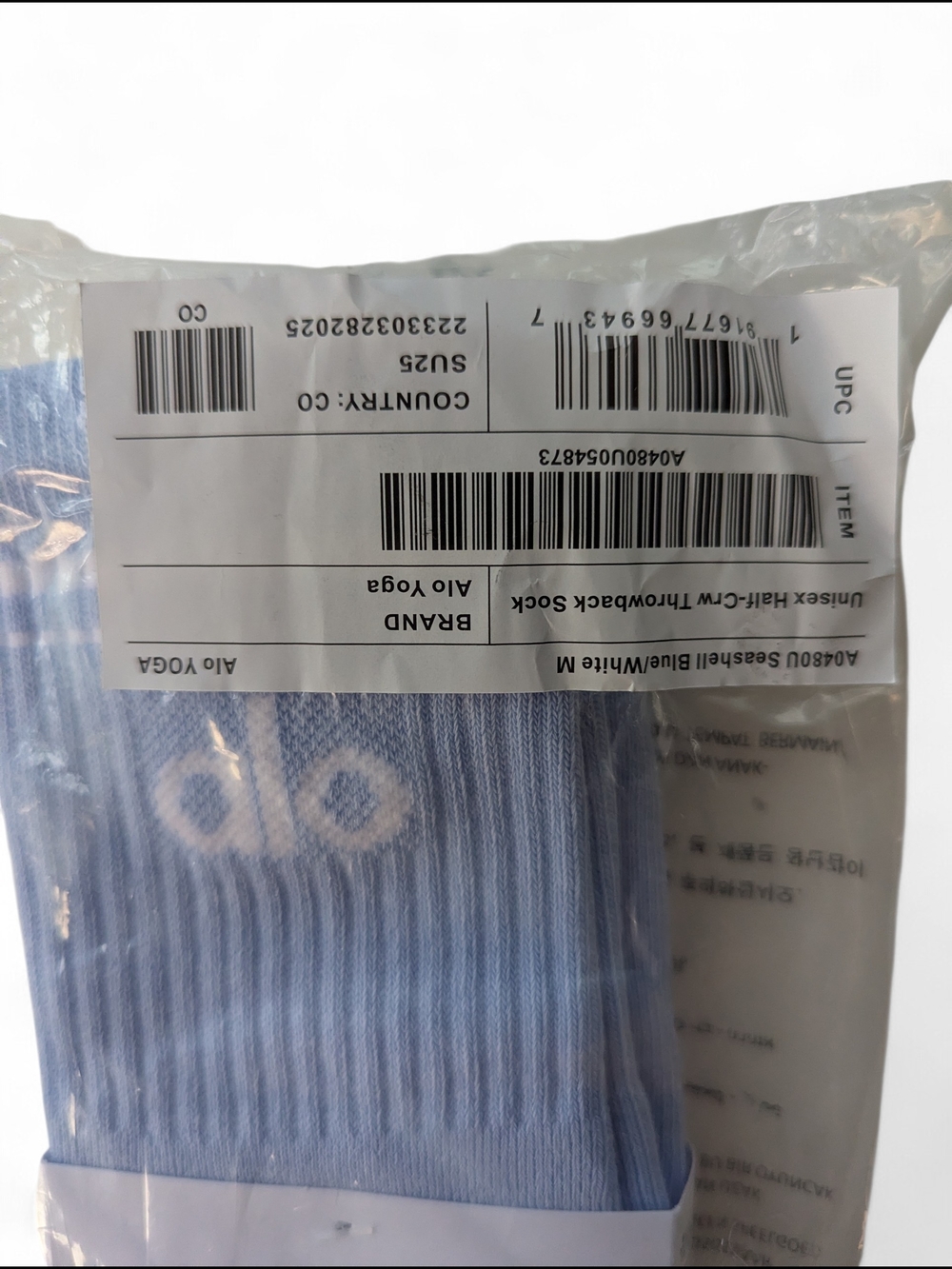 ALO Yoga Women's Half-Cree Throwback Sock In Seashell Blue - Picture 3 of 3